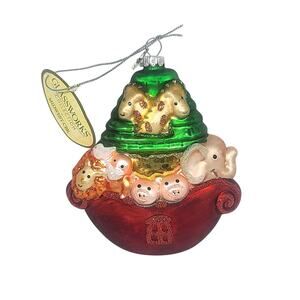 Vintage Midwest CBK Noah’s Ark Blown Glass Ornament Glassworks Collection